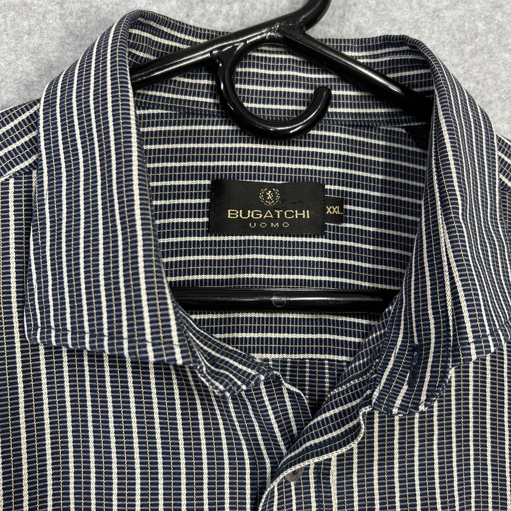 Bugatchi Shirt Mens 2XL Blue Dressy Geometric